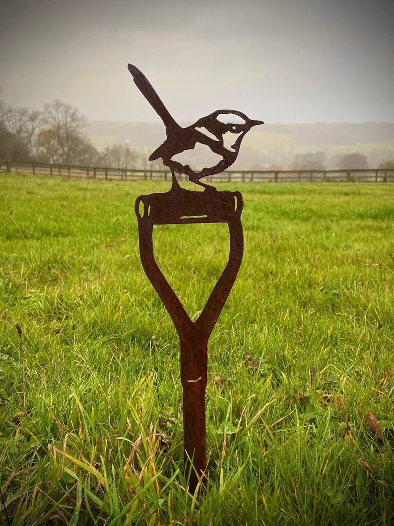 Fork Shovel Spade Animal Art Metal Garden Stake