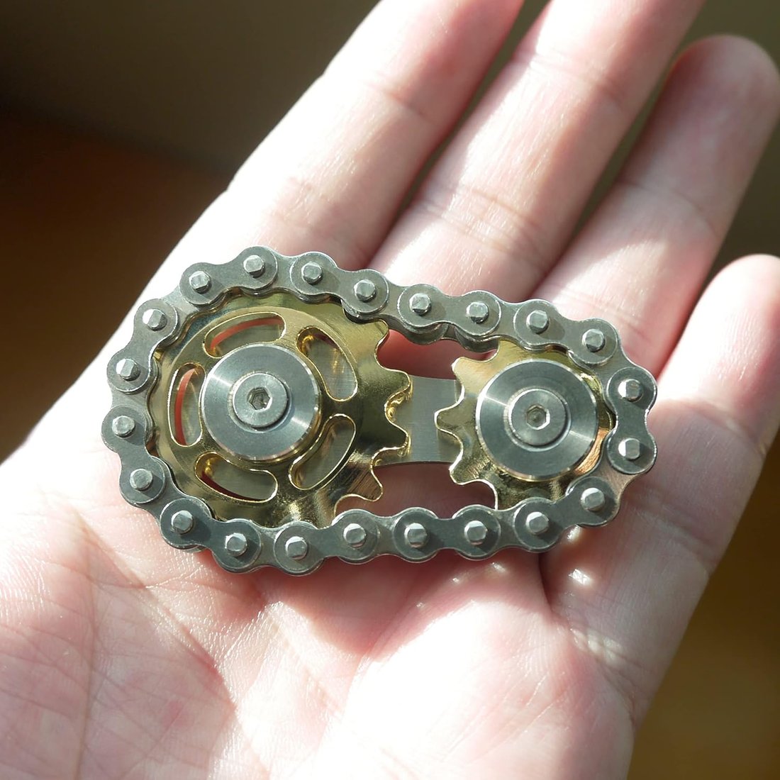Fidget Spinner, Linkage Bike Chain Spinner Design 2 Gears Figity Spin Finger Games