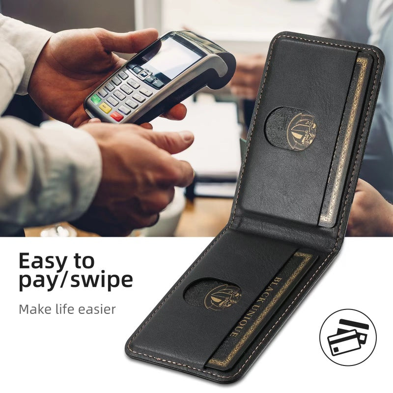 Leather Card Holder Phone Case: Magnetic Stand, Wireless Charging (MagSafe Compatible)