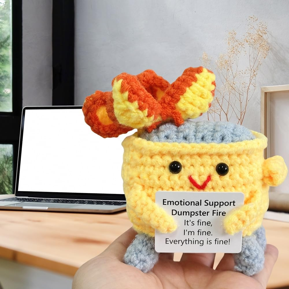 New Positive Energy Potato Hug Pocket Mini Handmade Plush Wool Knitting Doll with Card Funny Christams Gift Home Room Decoration