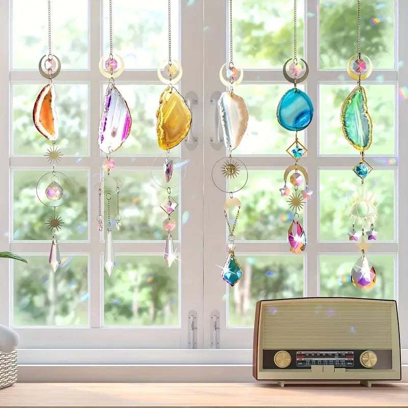 🌈Beautiful Crystal Suncatcher With Prisms Pendants💎