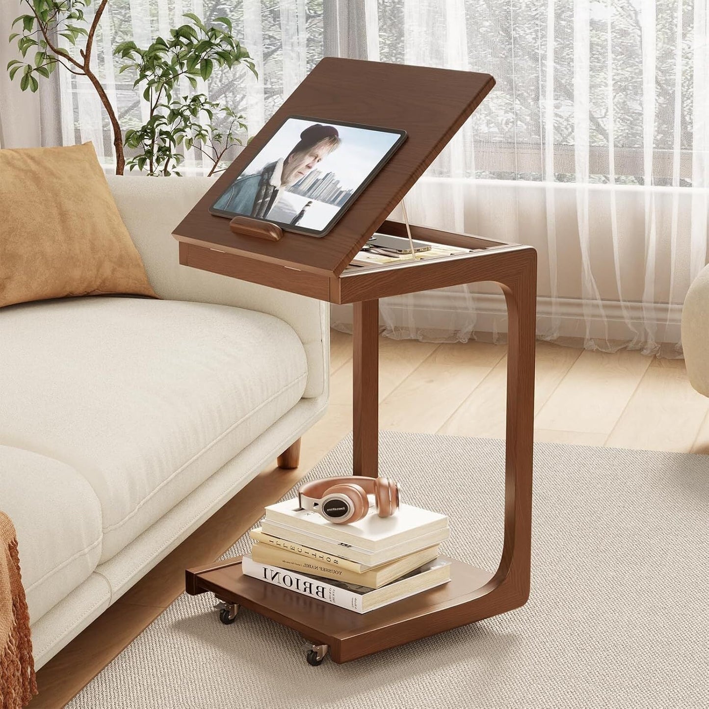 C Shaped End Table for Couch