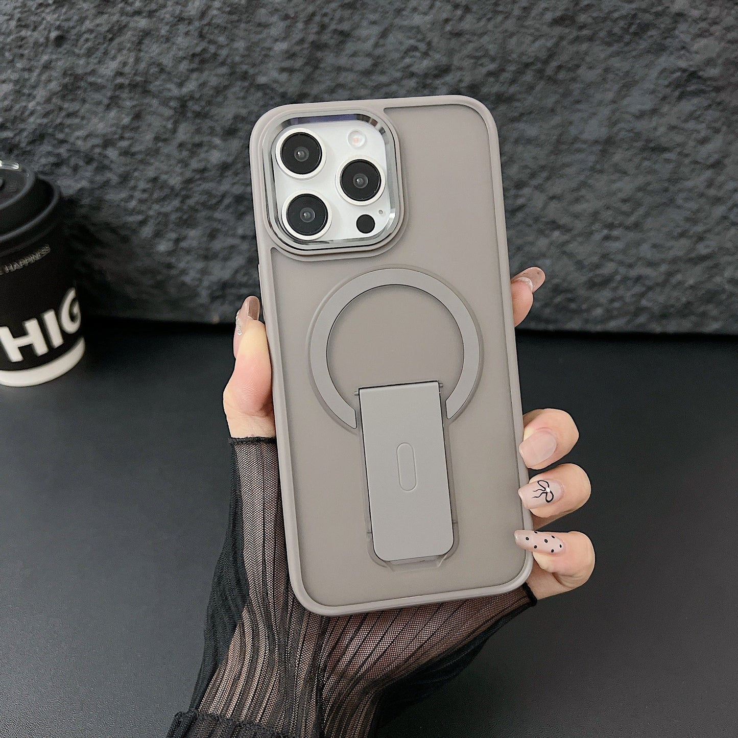 Minimalist Magnetic Case with Built-in Kickstand and Anti-Fingerprint Design