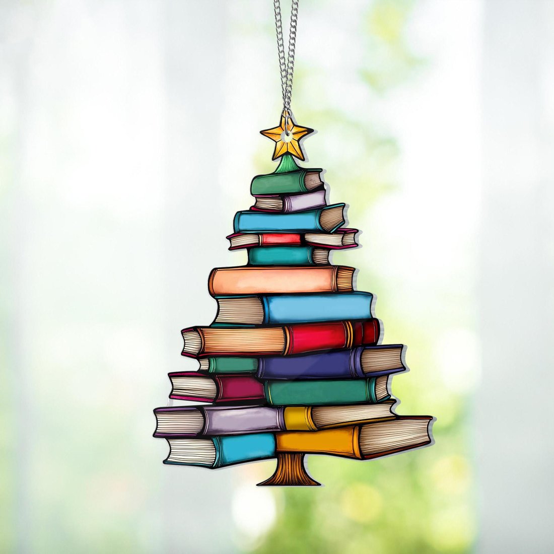 🔥LAST DAY 50% OFF - 🎄📚✨Christmas Book Tree Suncatcher Ornament