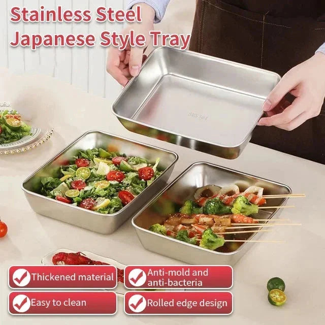 🔥LAST DAY 49% OFF-Stainless Steel Square Plate(With Lid)