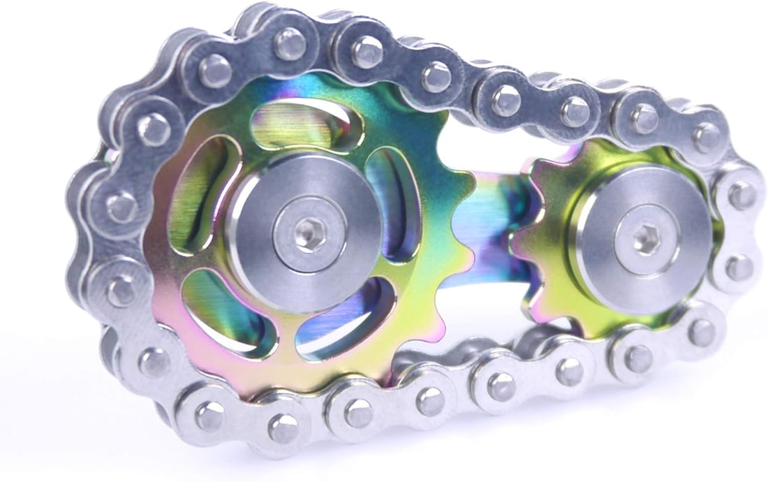 Fidget Spinner, Linkage Bike Chain Spinner Design 2 Gears Figity Spin Finger Games