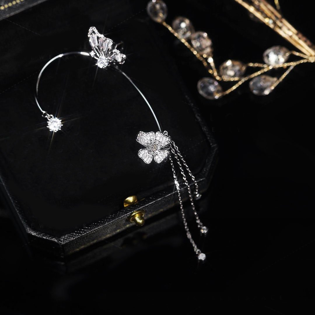 🔥🎁2024-Hot Sale🎁Butterfly Flower Tassel Shiny Zircon Earrings