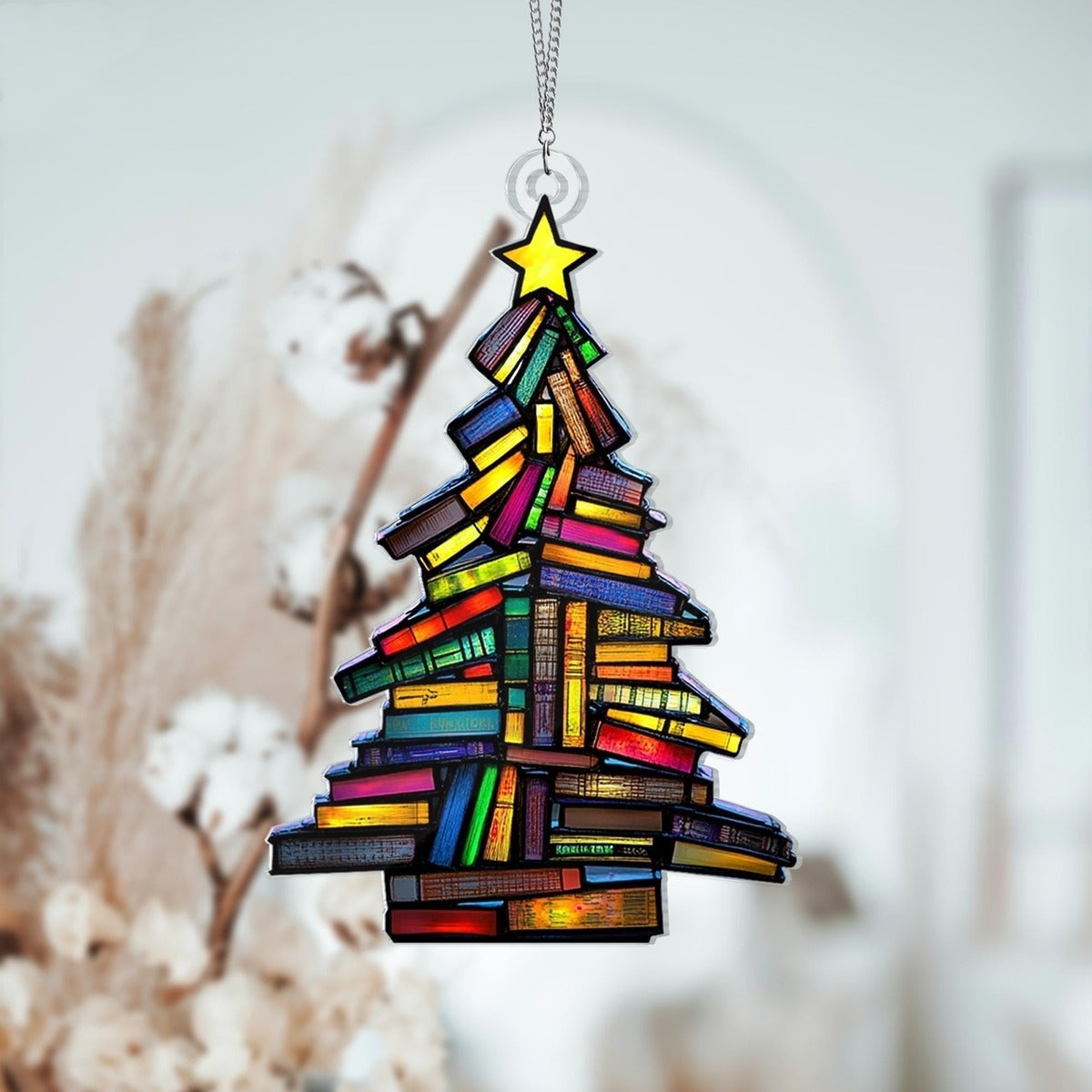 🔥LAST DAY 50% OFF - 🎄📚✨Christmas Book Tree Suncatcher Ornament
