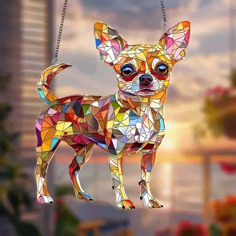 🌞🐕🦺Cute Chihuahua Suncatcher