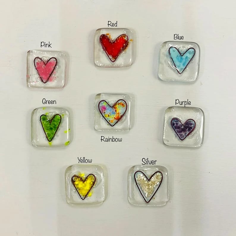 💝Fused Glass Heart Pocket Token