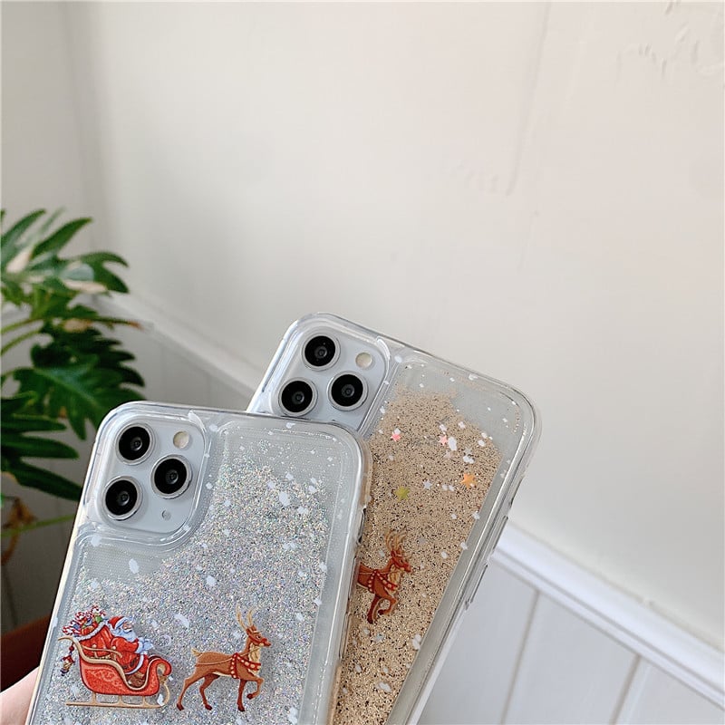 🎄Christmas theme flash powder iPhone mobile phonecase for iPhone 14/13/12/11/X/XS/7/8/SE