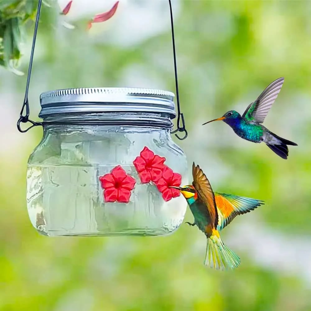 ๐Hot Sale ๐ Beautiful Mason Jar Hummingbird Feeder W/ Three Ports