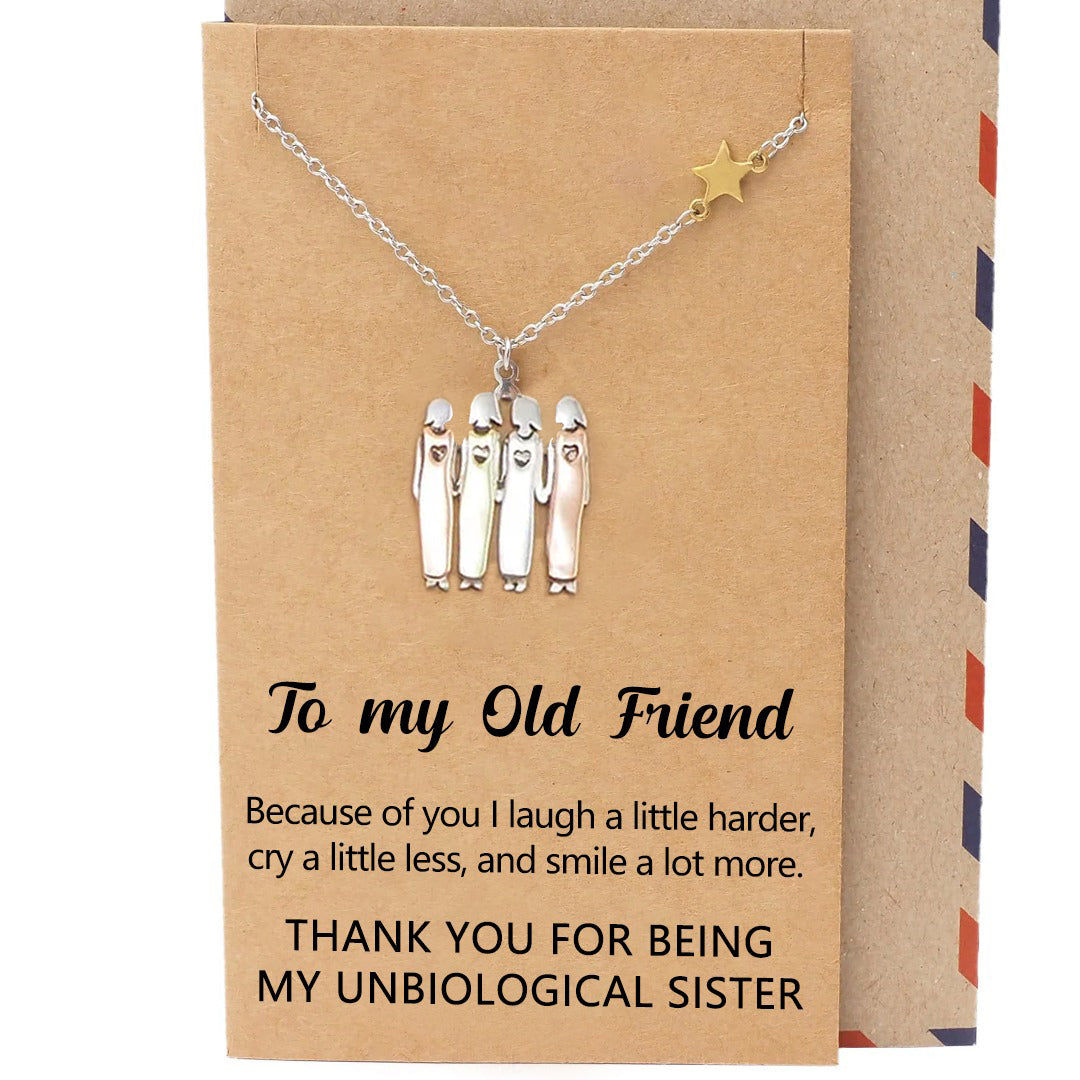 FOR FRIEND - THANK YOU FOR BEING MY UNBIOLOGICAL SISTER SISTER STAR PENDANT NECKLACE