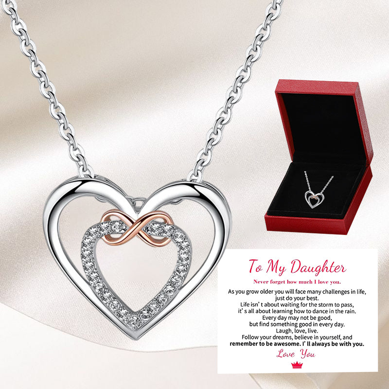 For Granddaughter/Daughter 🧡-Always Keep Me in Your Heart for You are Always in Mine Two hearts Infinity Necklace