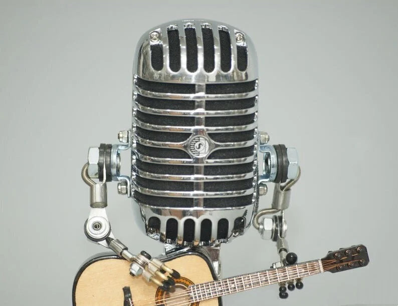🎙Vintage Metal Microphone Robot Desk Lamp🎸