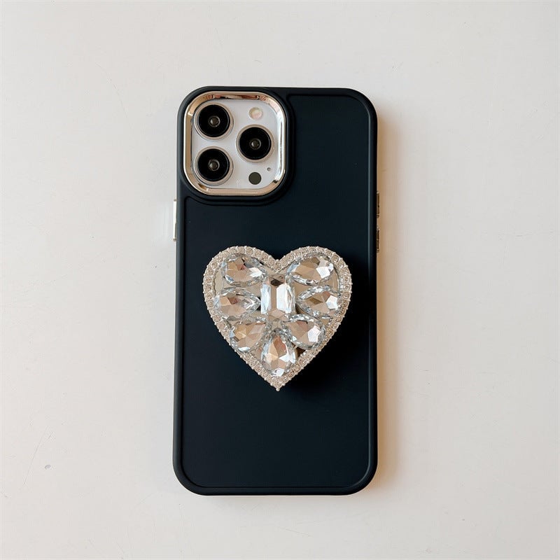 Heart Rhinestone Stand Bracelet Case Cover For iPhone