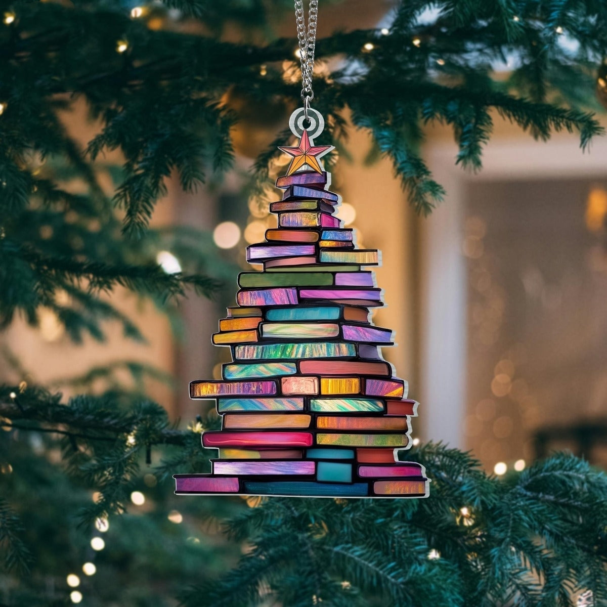 🔥LAST DAY 50% OFF - 🎄📚✨Christmas Book Tree Suncatcher Ornament