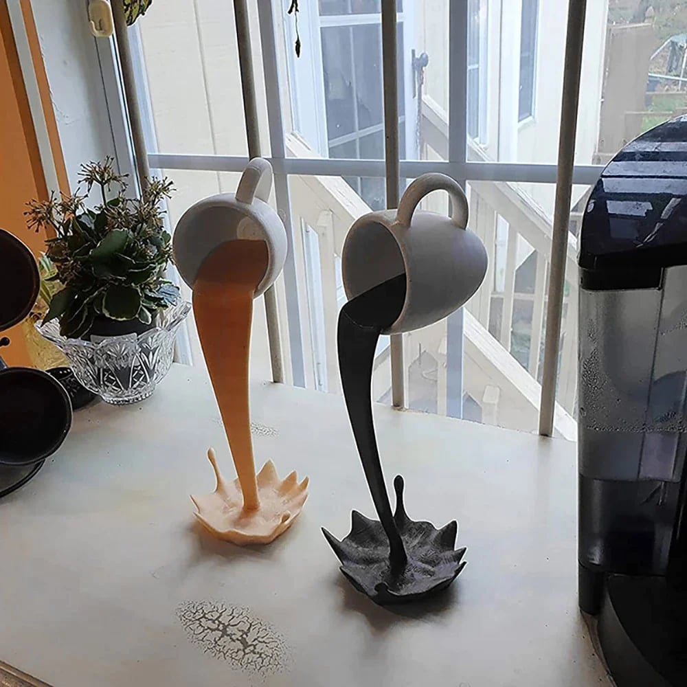 Magic Floating Spilling Coffee Cup Statue