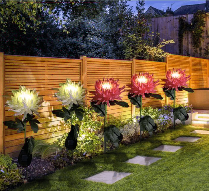 29.5" Chrysanthemum Solar Garden Stake LED