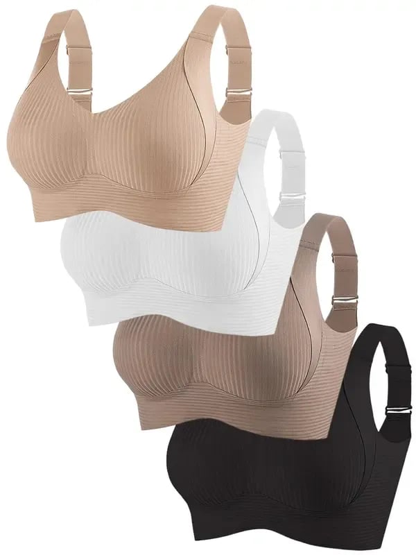🔥Women's Ribbed Push Up Adjustable Wireless Bra