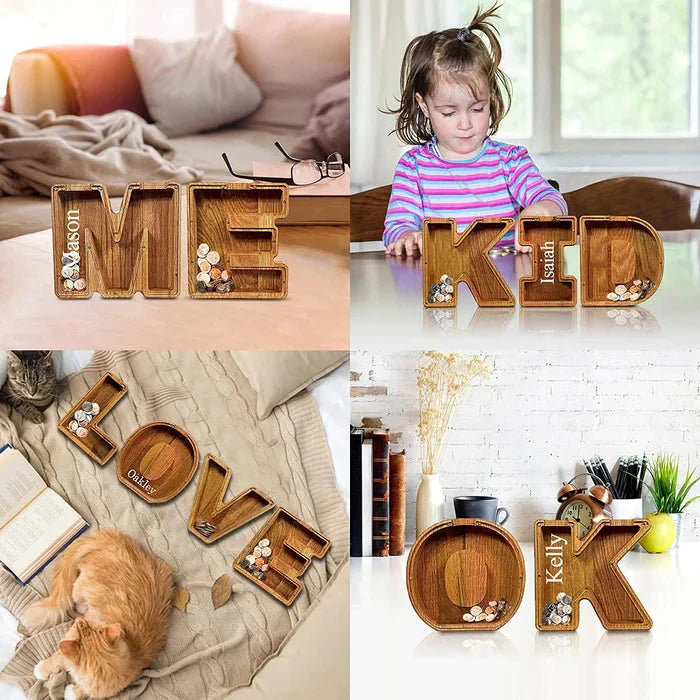 (š„2024 BEST GIFT TO CHILDRENš„) Wooden Letter Piggy Bankš
