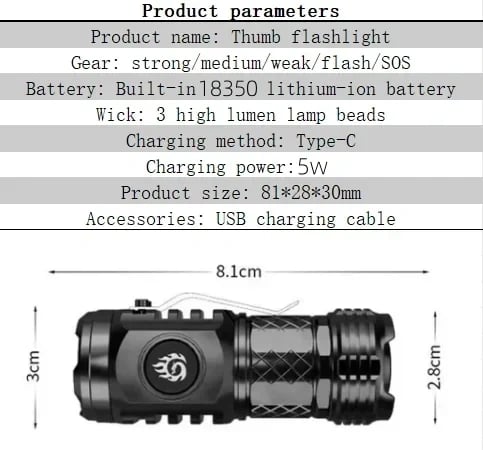 German Three-eyed Monster Mini Flash Super Power Flashlight