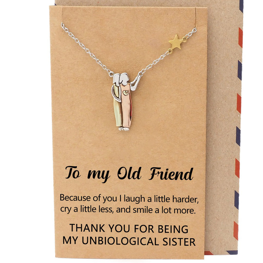 FOR FRIEND - THANK YOU FOR BEING MY UNBIOLOGICAL SISTER SISTER STAR PENDANT NECKLACE