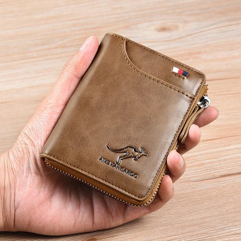 Men Wallet Zipper Genuine Leather Purse