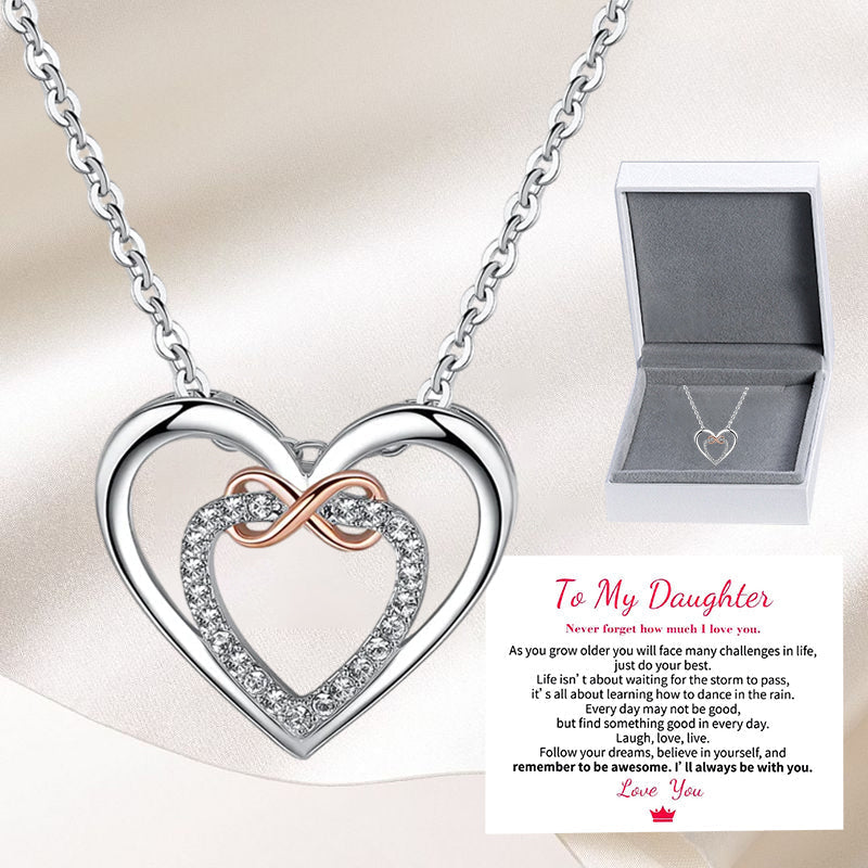 For Granddaughter/Daughter 🧡-Always Keep Me in Your Heart for You are Always in Mine Two hearts Infinity Necklace