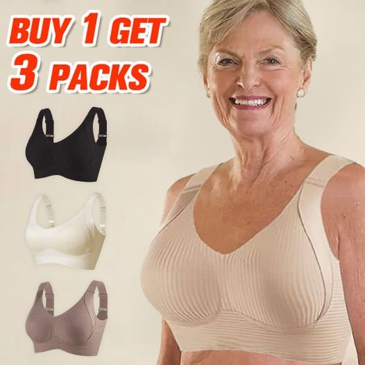 π₯Buy 1 Get 3 Packs - Women's Ribbed Push Up Adjustable Wireless Bra