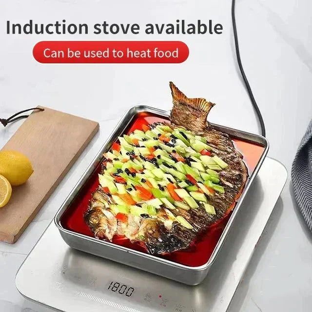 🔥LAST DAY 49% OFF-Stainless Steel Square Plate(With Lid)