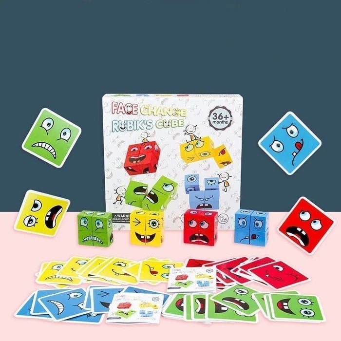 ๐2024 Parent-child Interactive Games Face-Changing Magic Cube Building Blocks