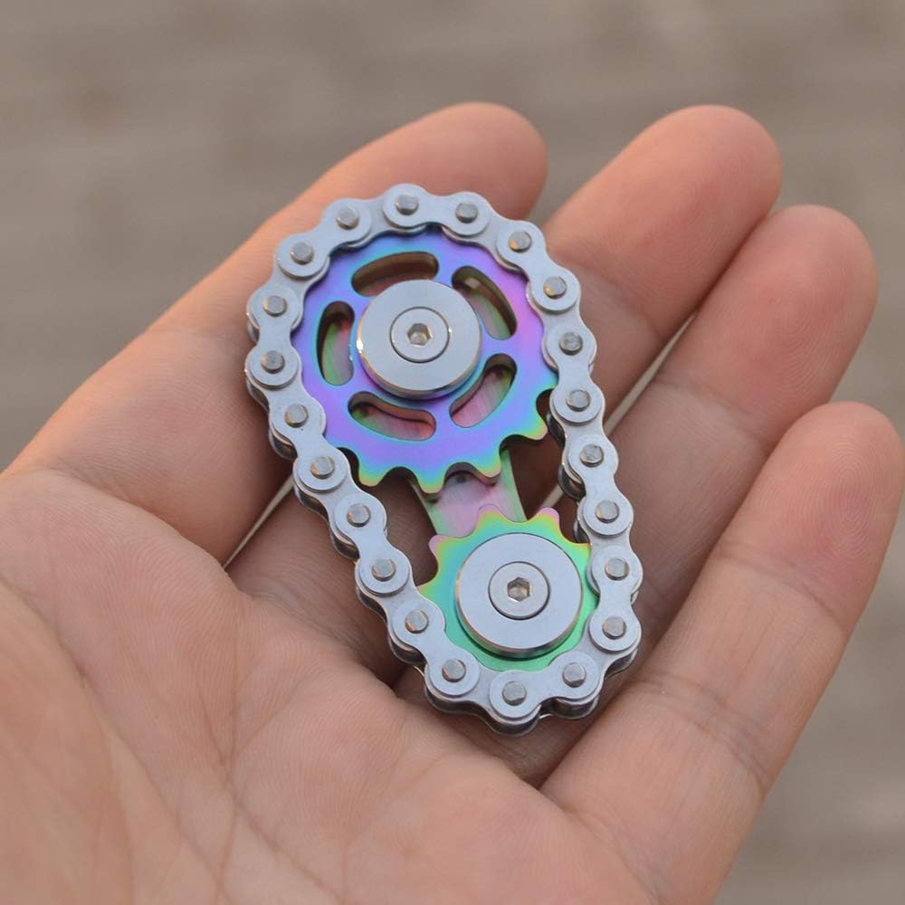 Fidget Spinner, Linkage Bike Chain Spinner Design 2 Gears Figity Spin Finger Games