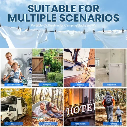 π Portable Clothesline for Camping/Backyard/RV