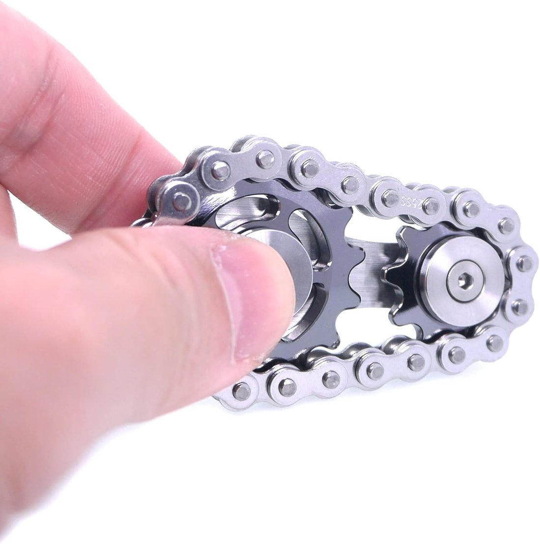 Fidget Spinner, Linkage Bike Chain Spinner Design 2 Gears Figity Spin Finger Games