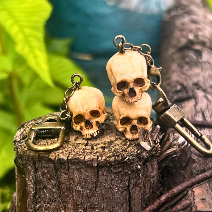 Hand-Painted Skull Keychain for Punk Style