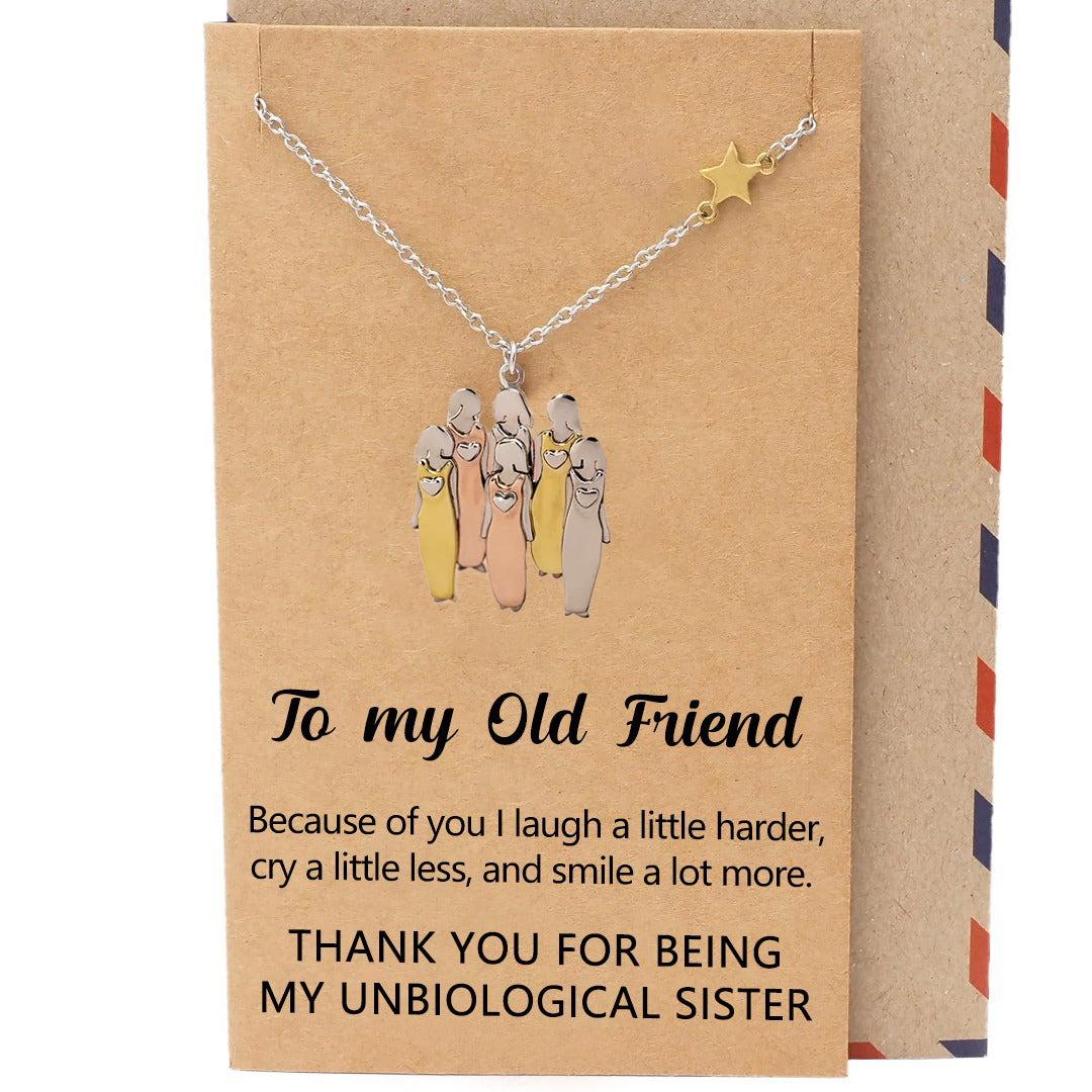 FOR FRIEND - THANK YOU FOR BEING MY UNBIOLOGICAL SISTER SISTER STAR PENDANT NECKLACE