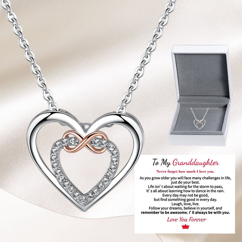 For Granddaughter/Daughter 🧡-Always Keep Me in Your Heart for You are Always in Mine Two hearts Infinity Necklace