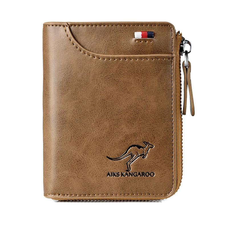 Men Wallet Zipper Genuine Leather Purse