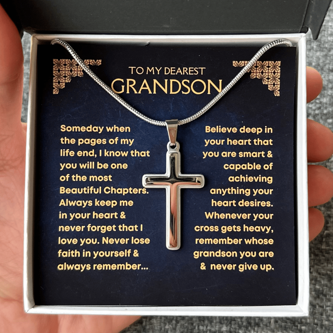 Last Day 75% OFF - Grandson, Never Lose Faith - Cross Necklace
