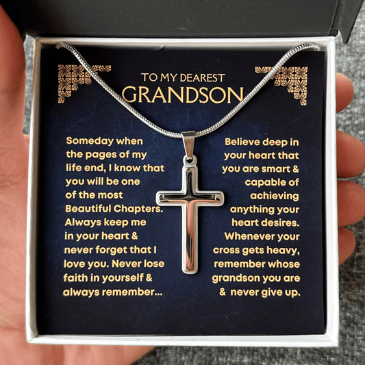 Last Day 75% OFF - Grandson, Never Lose Faith - Cross Necklace
