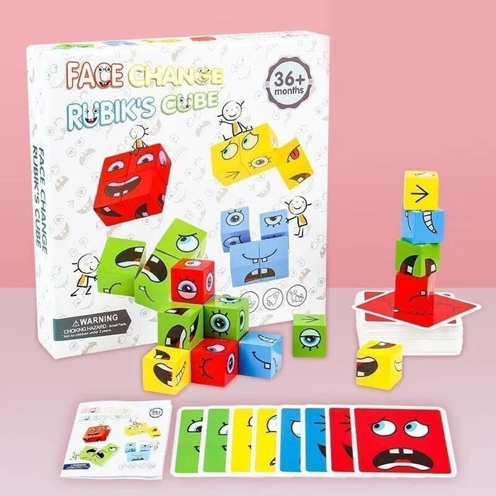 ๐2024 Parent-child Interactive Games Face-Changing Magic Cube Building Blocks