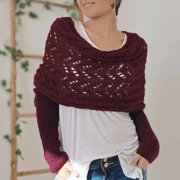 Knitted Cable Wrap, Shrugs For Women, Knitted Wrap
