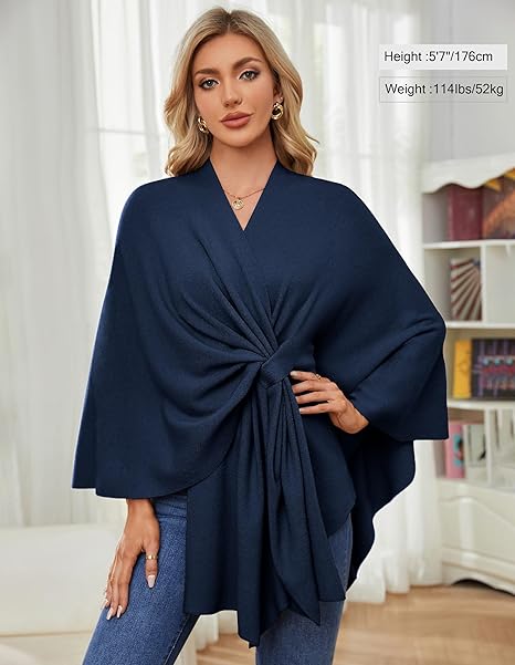 🔥Last 4 hours 57% OFF -Elegant Shawl Wraps Soft Open Front Poncho Sweater