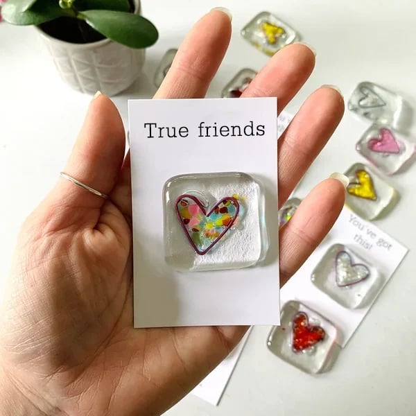 💝Fused Glass Heart Pocket Token