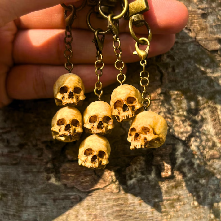 Hand-Painted Skull Keychain for Punk Style