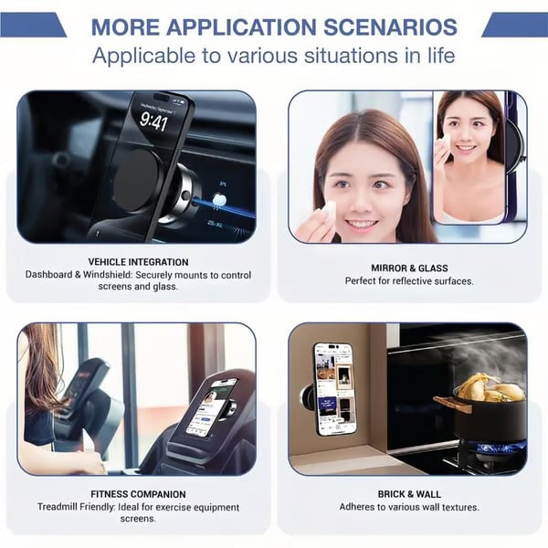 Magnetic Phone Holder,Dual-Sided Electronic Vacuum and Magnetic Adsorption,Adjustable and Foldable Multifunctional Cellphone Stand Accessory