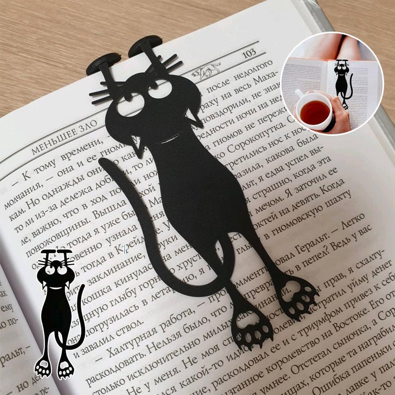 🔥🔥Cutout Black Kitten Bookmark