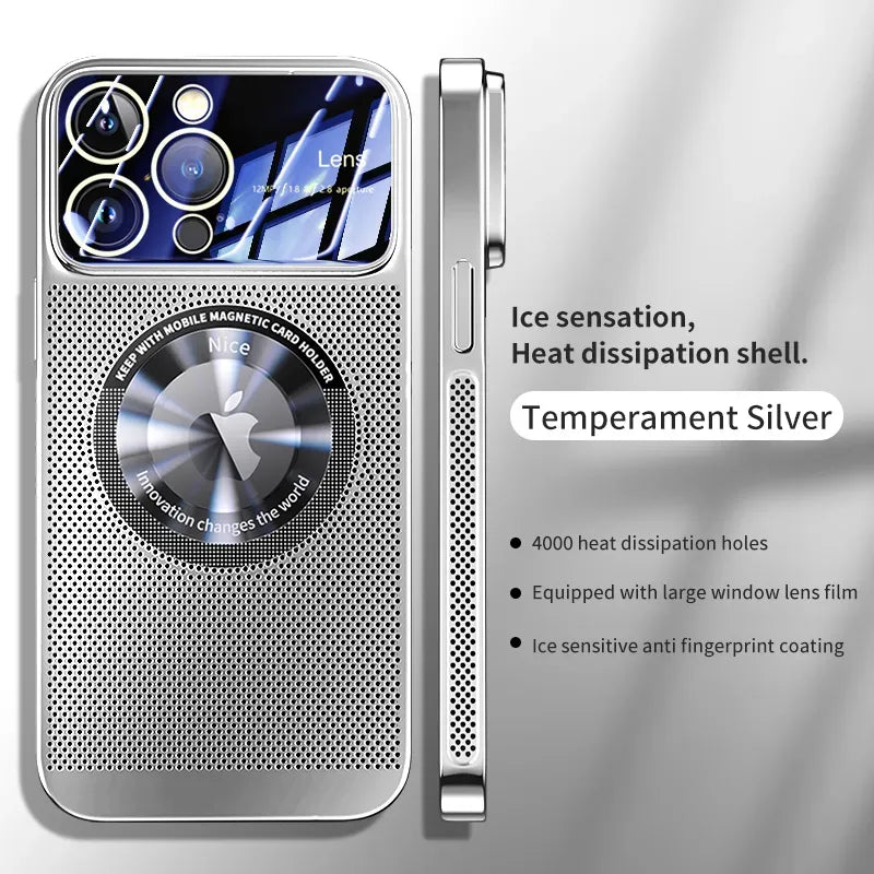 Electroplating Heat Dissipation Magnetic Large Window Phone Case