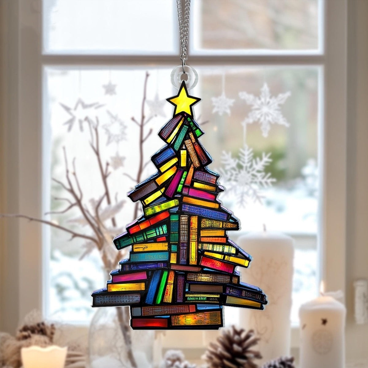 🔥LAST DAY 50% OFF - 🎄📚✨Christmas Book Tree Suncatcher Ornament